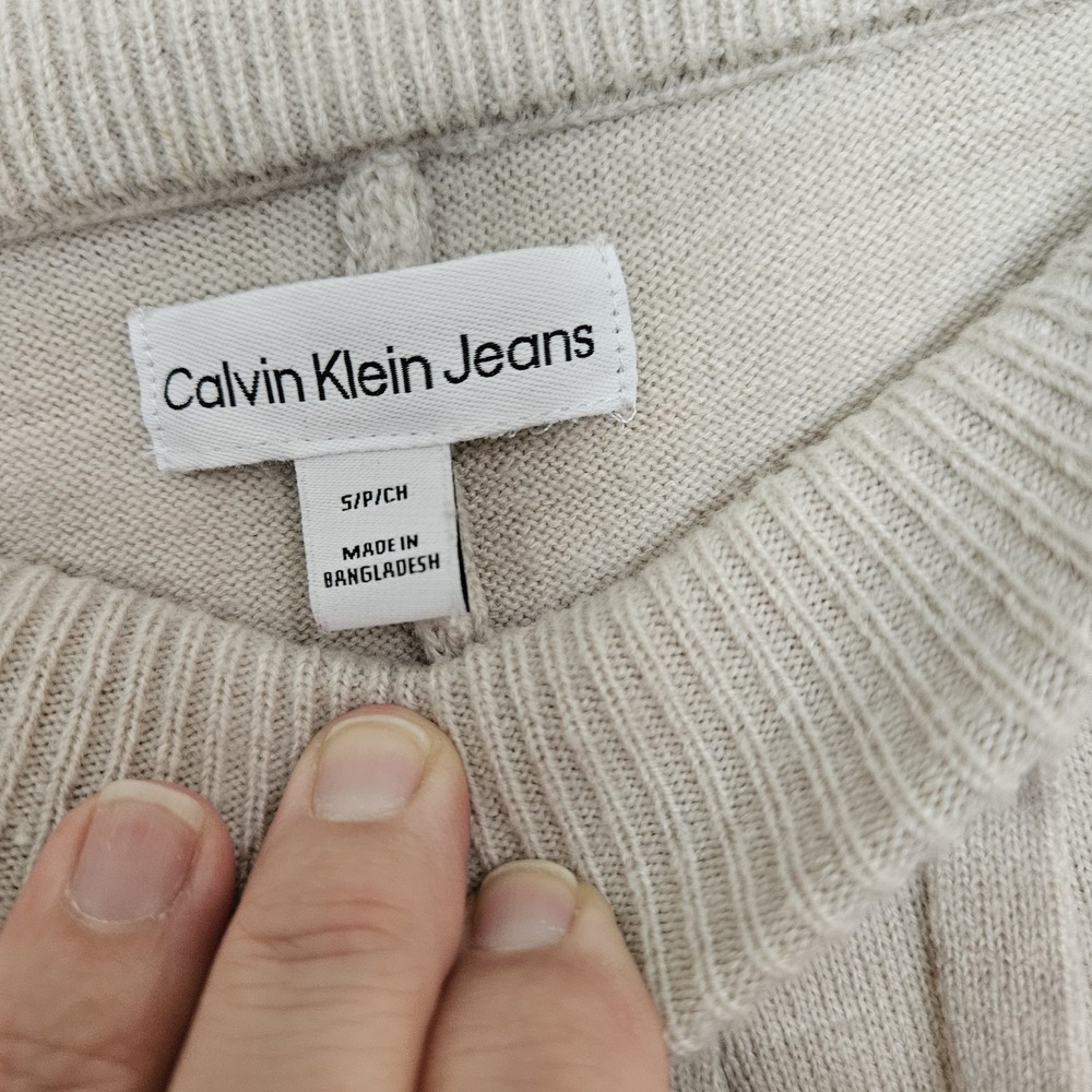 Calvin Klein Jeans Womens Small Beige Knit Jogger Pants Drawstring Sweater... - Picture 4 of 8